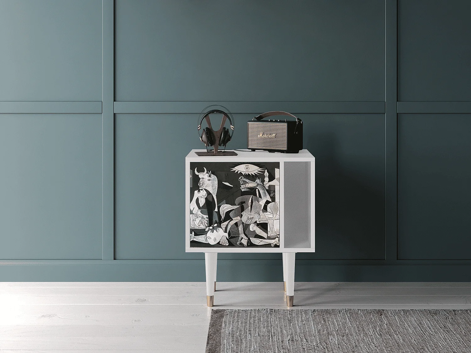 Table de nuit - 57х69х48 cm - S2 - Guernica by Picasso, Blanc