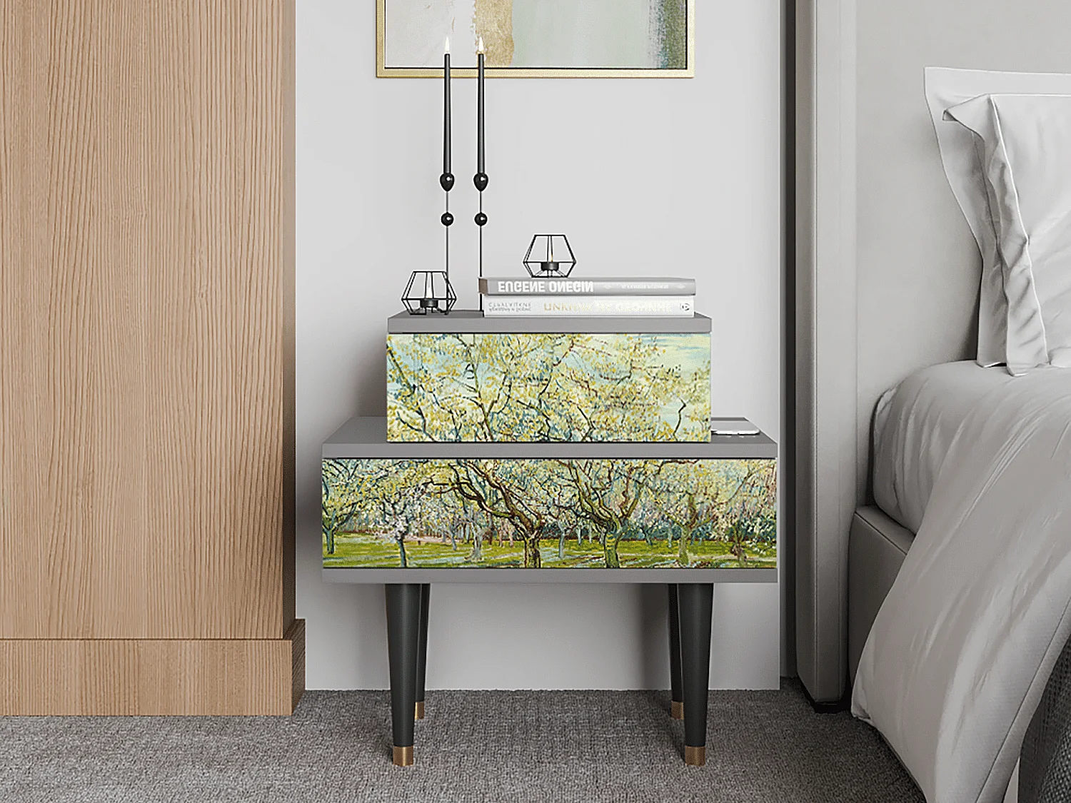 Mesita de noche - 58х58х41 cm - NS1 - The Blanco Orchard, Gris