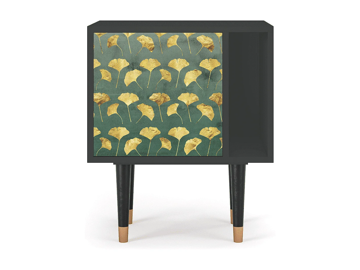 Stolik nocny - 57х69х48 cm - S2 - Gingko leaves, Antracyt