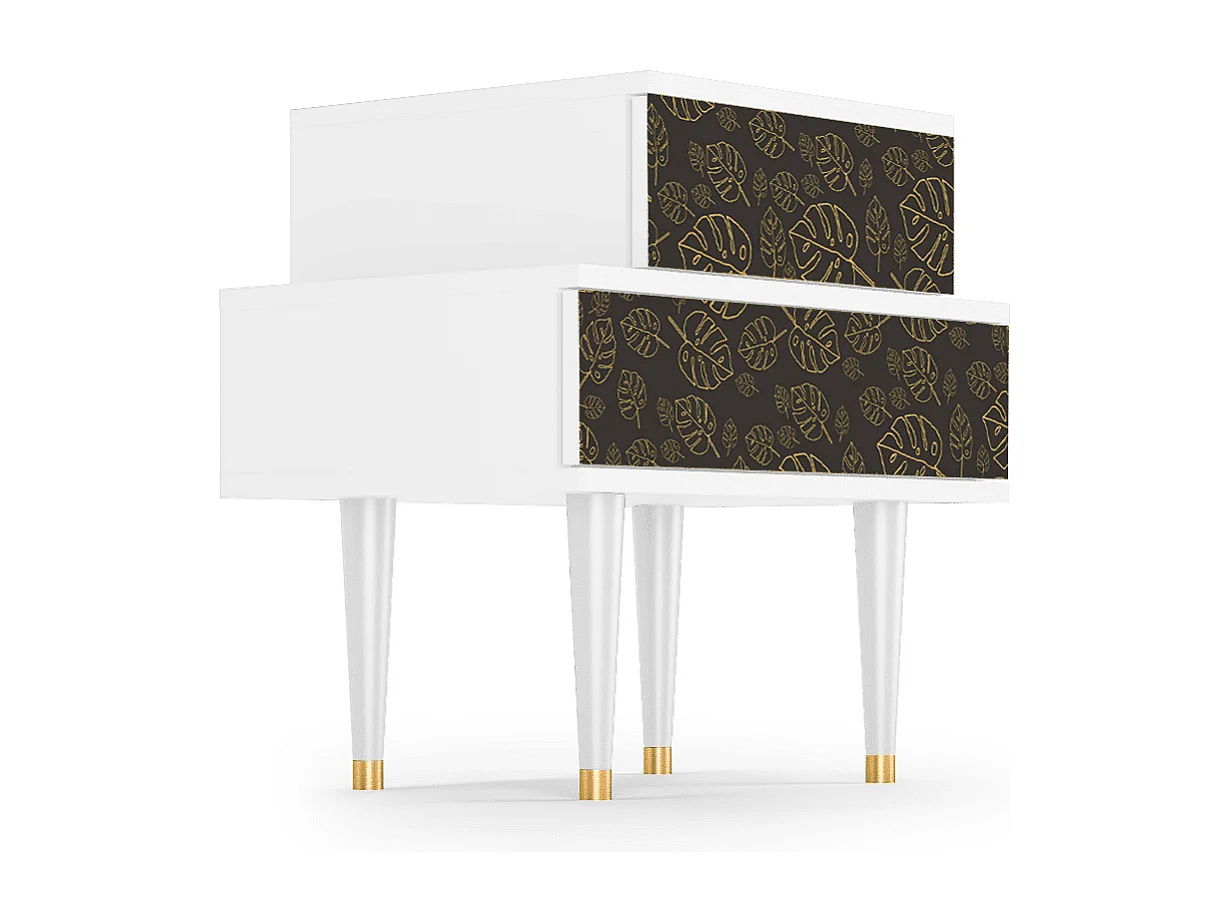 Stolik nocny - 58х58х41 cm - NS1 - Dark Peonies, Biały