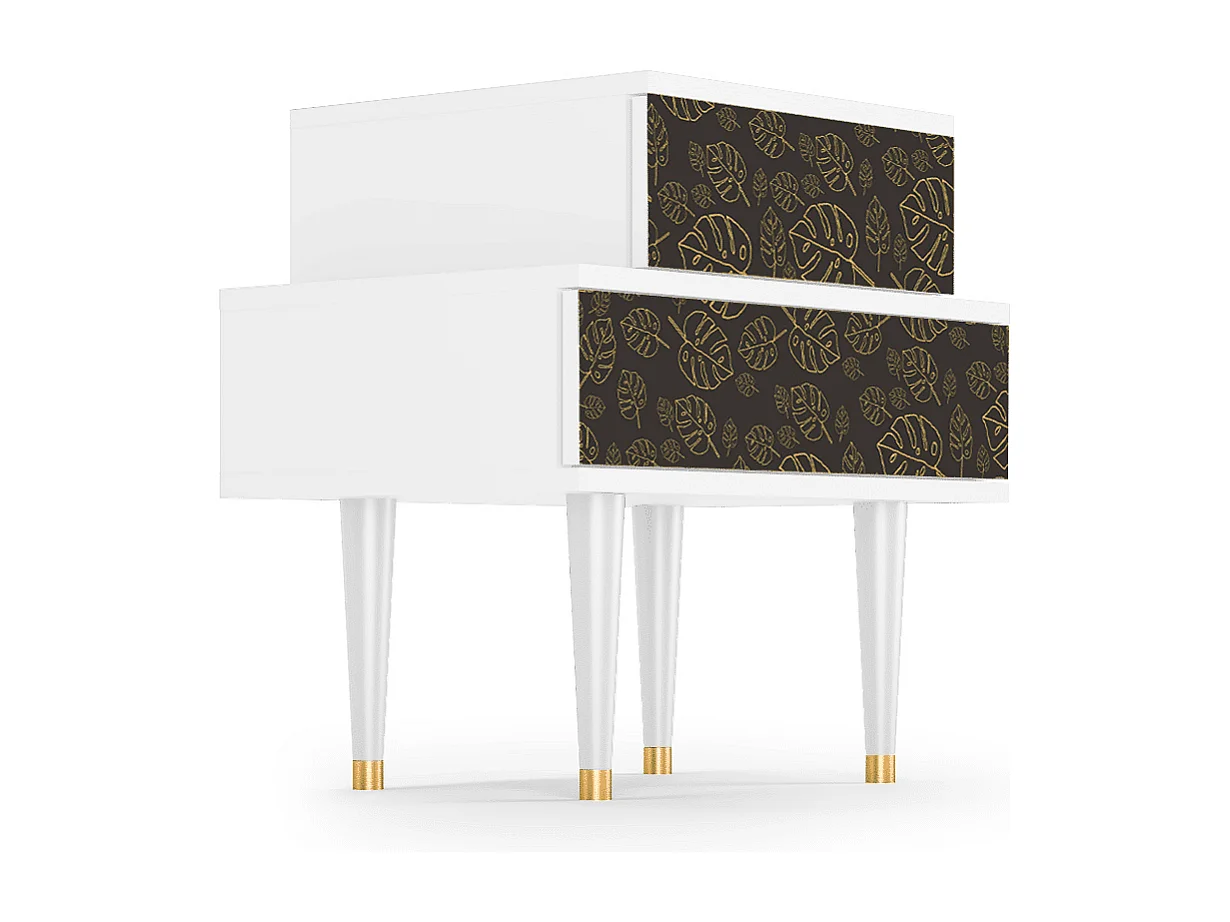 Table de nuit - 58х58х41 cm - NS1 - Dark Peonies, Blanc