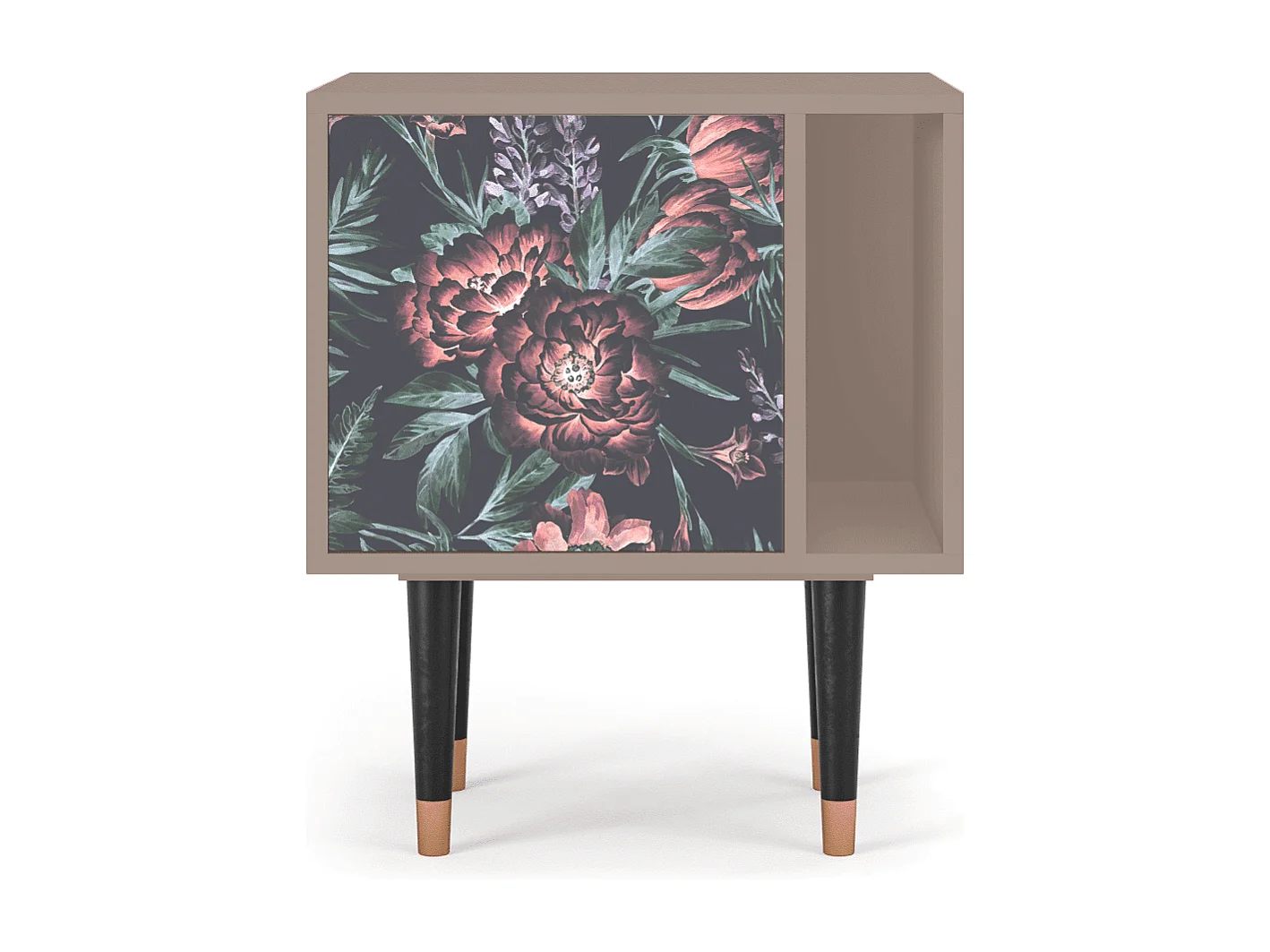 Table de nuit - 57х69х48 cm - S2 - Dark Peonies, Latte