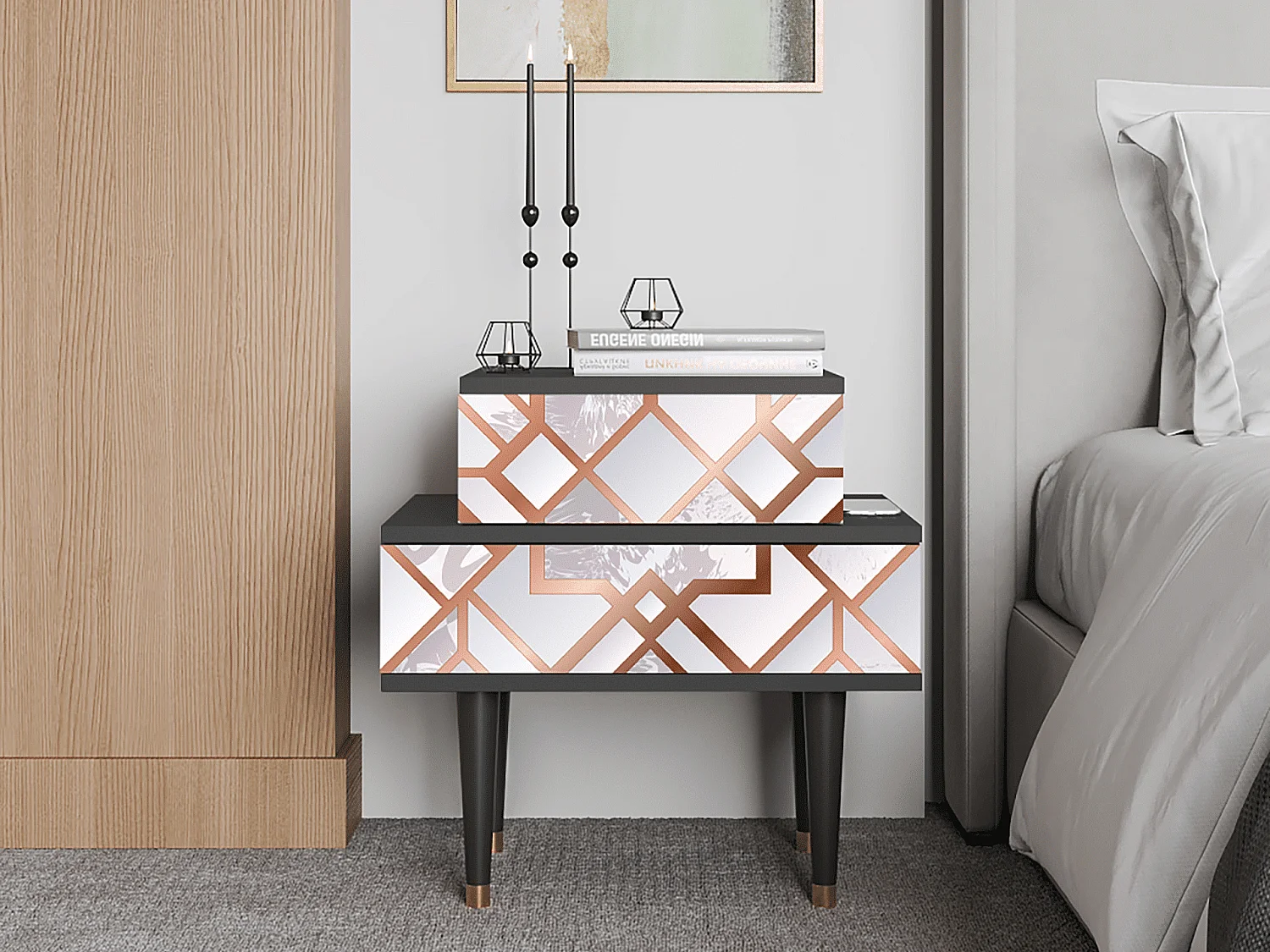 Table de nuit - 58х58х41 cm - NS1 - Pastel Fairytale, Anthracite