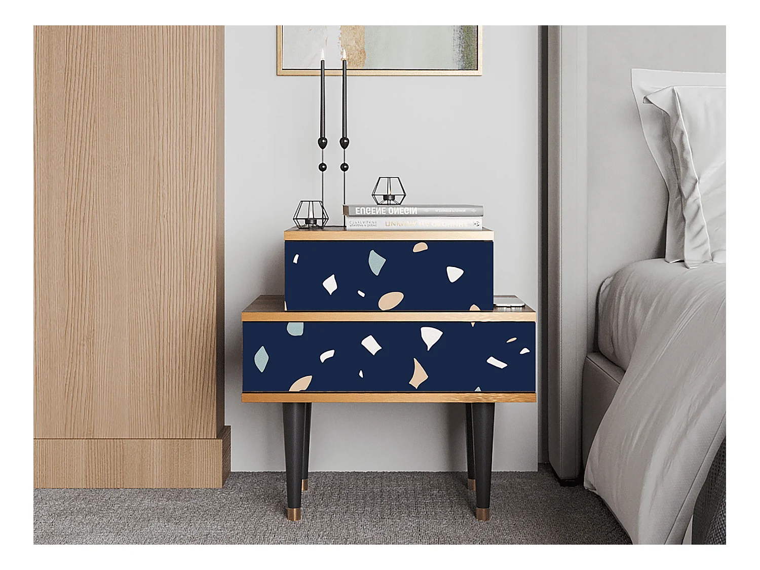 Table de nuit - 58х58х41 cm - NS1 - Space Satellites, Noyer