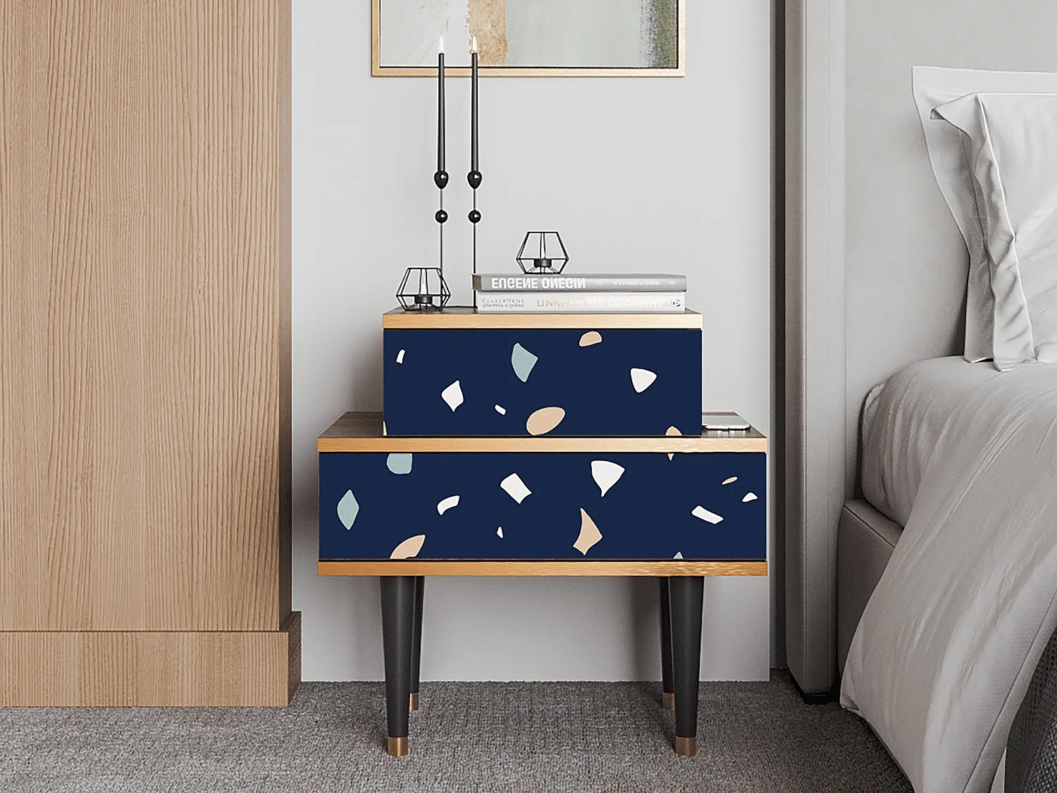 Table de nuit - 58х58х41 cm - NS1 - Space Satellites, Noyer