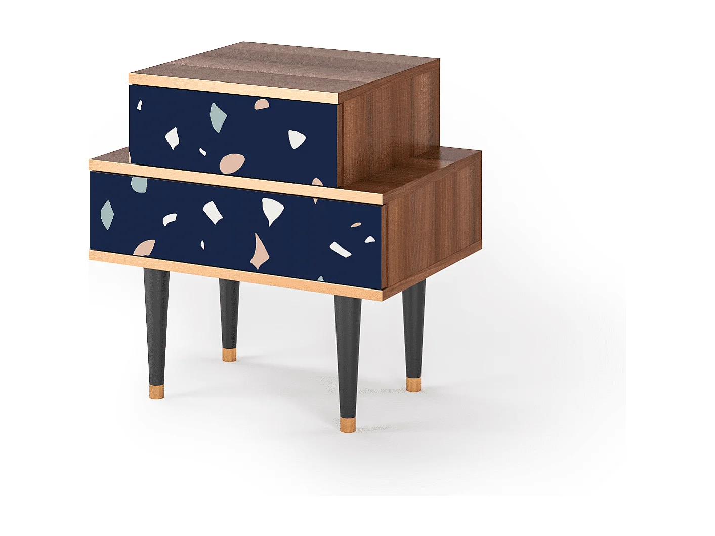 Stolik nocny - 58х58х41 cm - NS1 - Space Satellites, Orzech