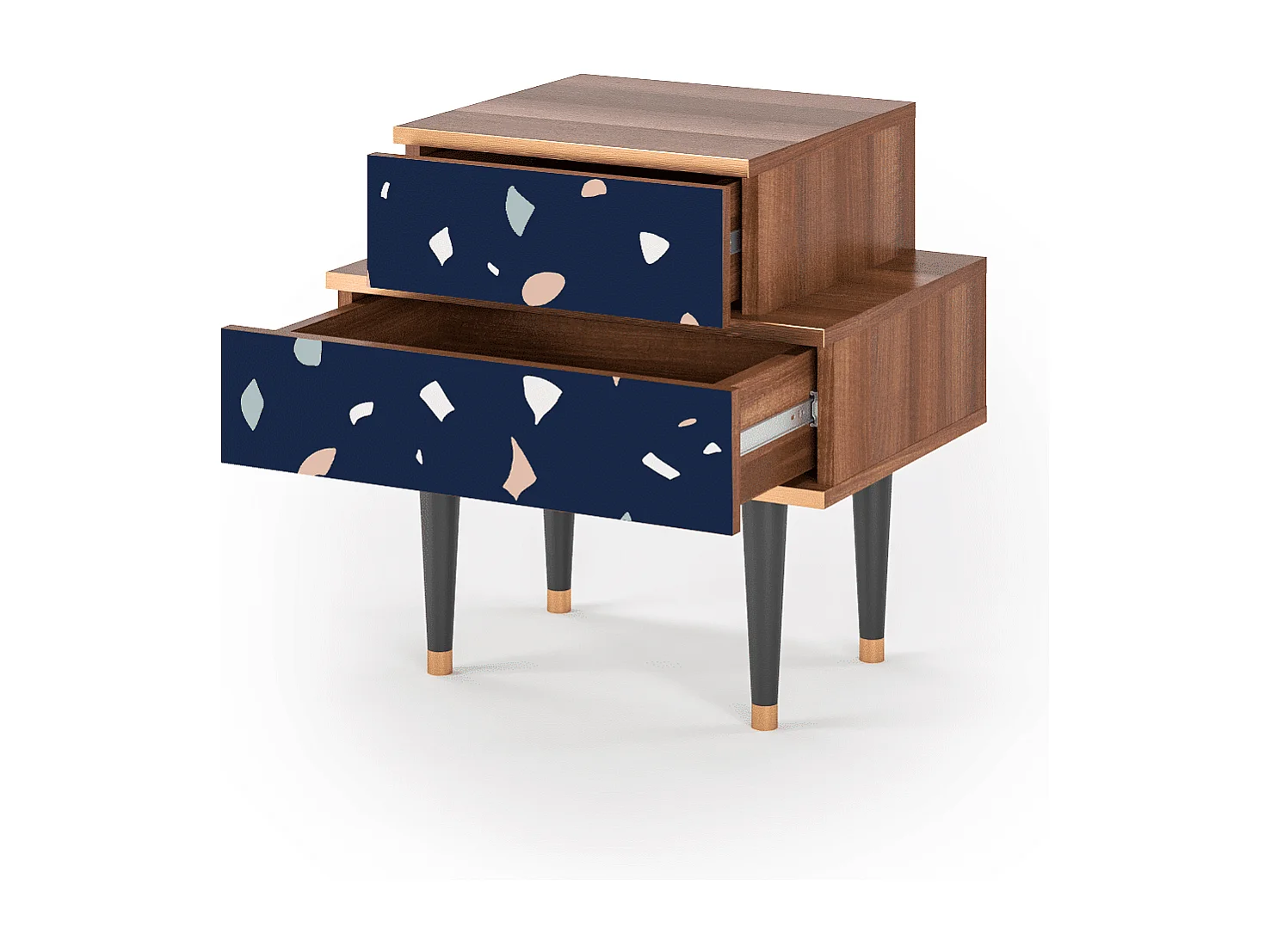 Stolik nocny - 58х58х41 cm - NS1 - Space Satellites, Orzech