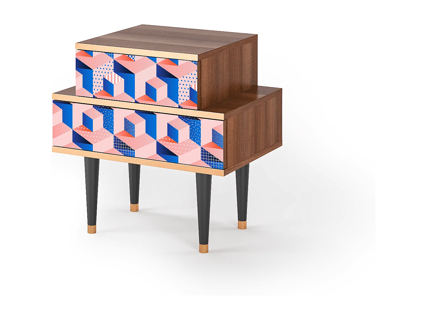 Table de nuit - 58х58х41 cm - NS1 - Pinky Squares, Noyer