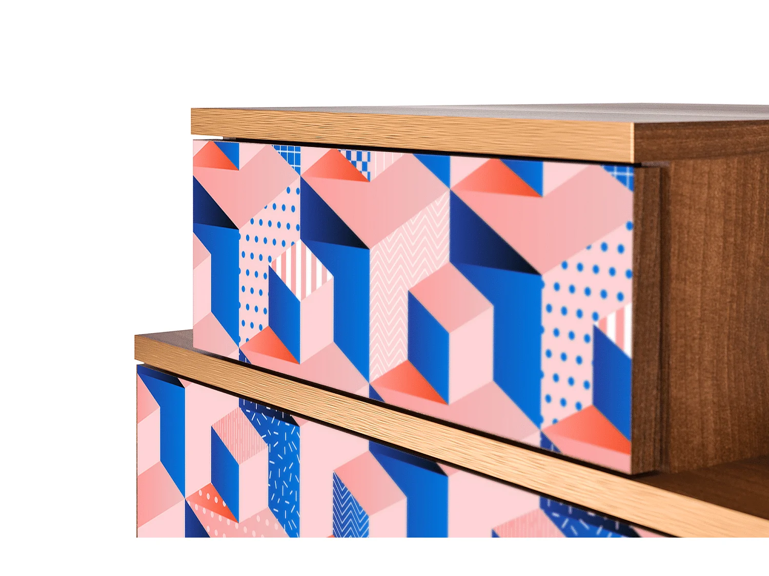 Table de nuit - 58х58х41 cm - NS1 - Pinky Squares, Noyer