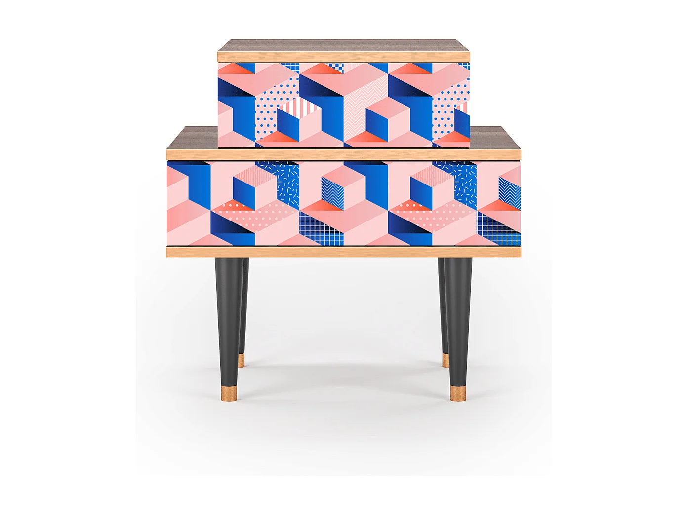 Table de nuit - 58х58х41 cm - NS1 - Pinky Squares, Noyer