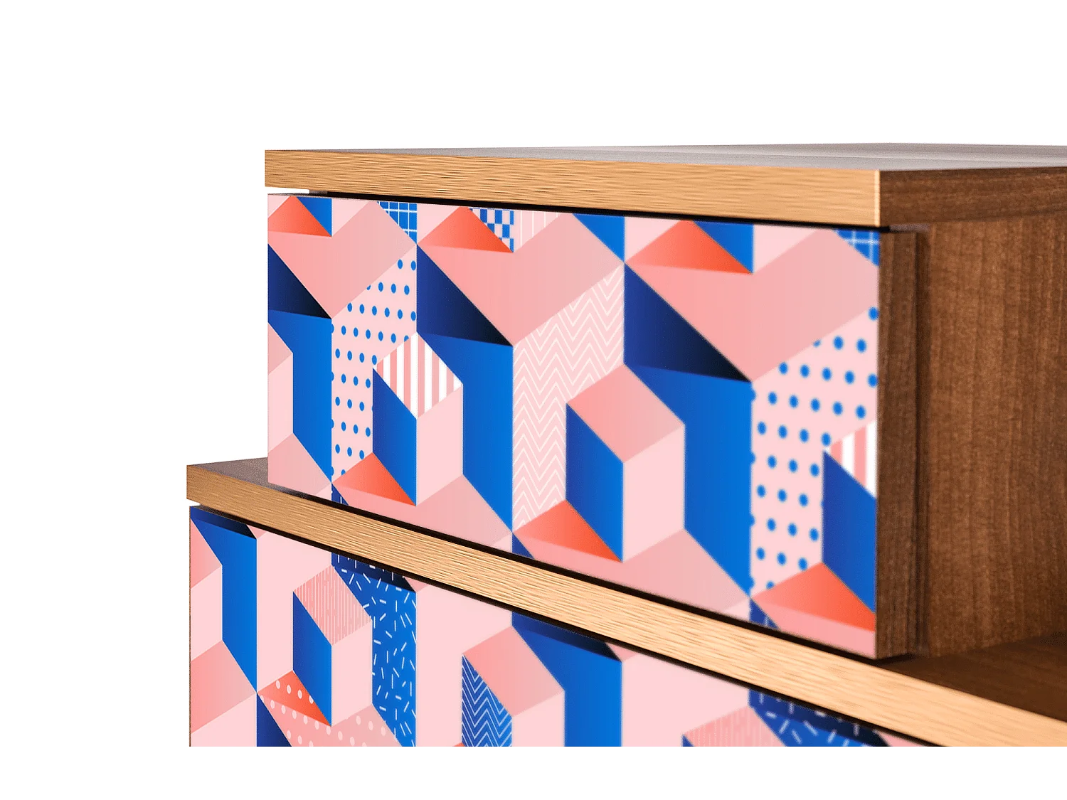 Stolik nocny - 58х58х41 cm - NS1 - Pinky Squares, Orzech