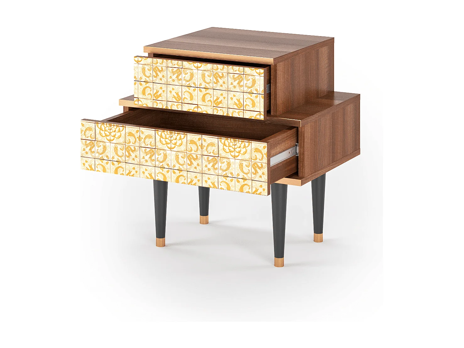 Nachttisch - 58х58х41 cm - NS1 - Sunshiny Tile, Walnuss