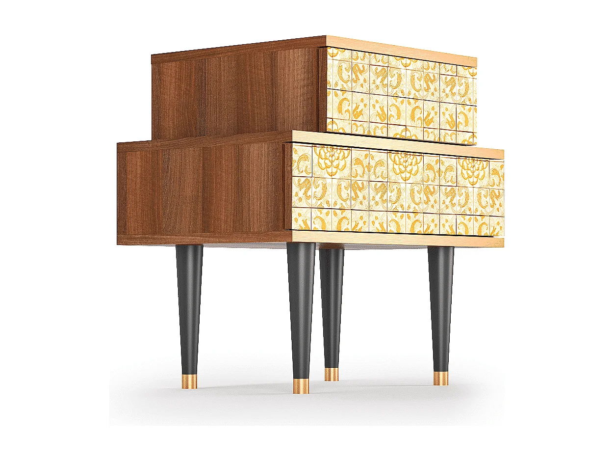 Table de nuit - 58х58х41 cm - NS1 - Sunshiny Tile, Noyer