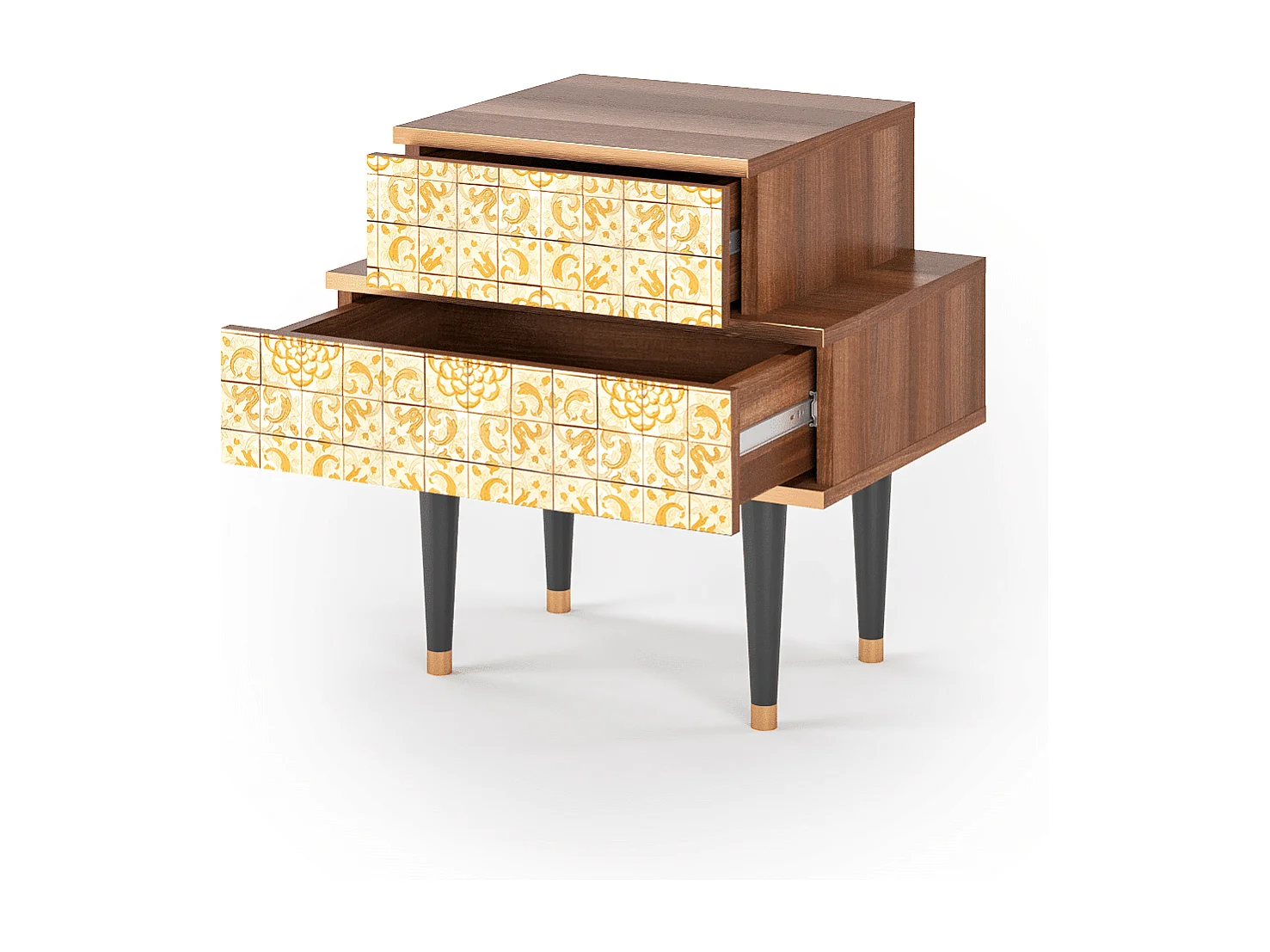 Stolik nocny - 58х58х41 cm - NS1 - Sunshiny Tile, Orzech