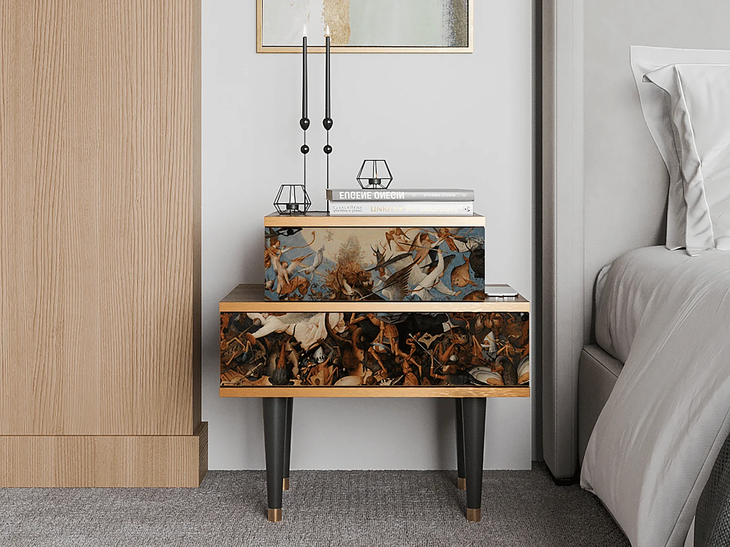 Comodino - 58х58х41 cm - NS1 - The Fall, Noce