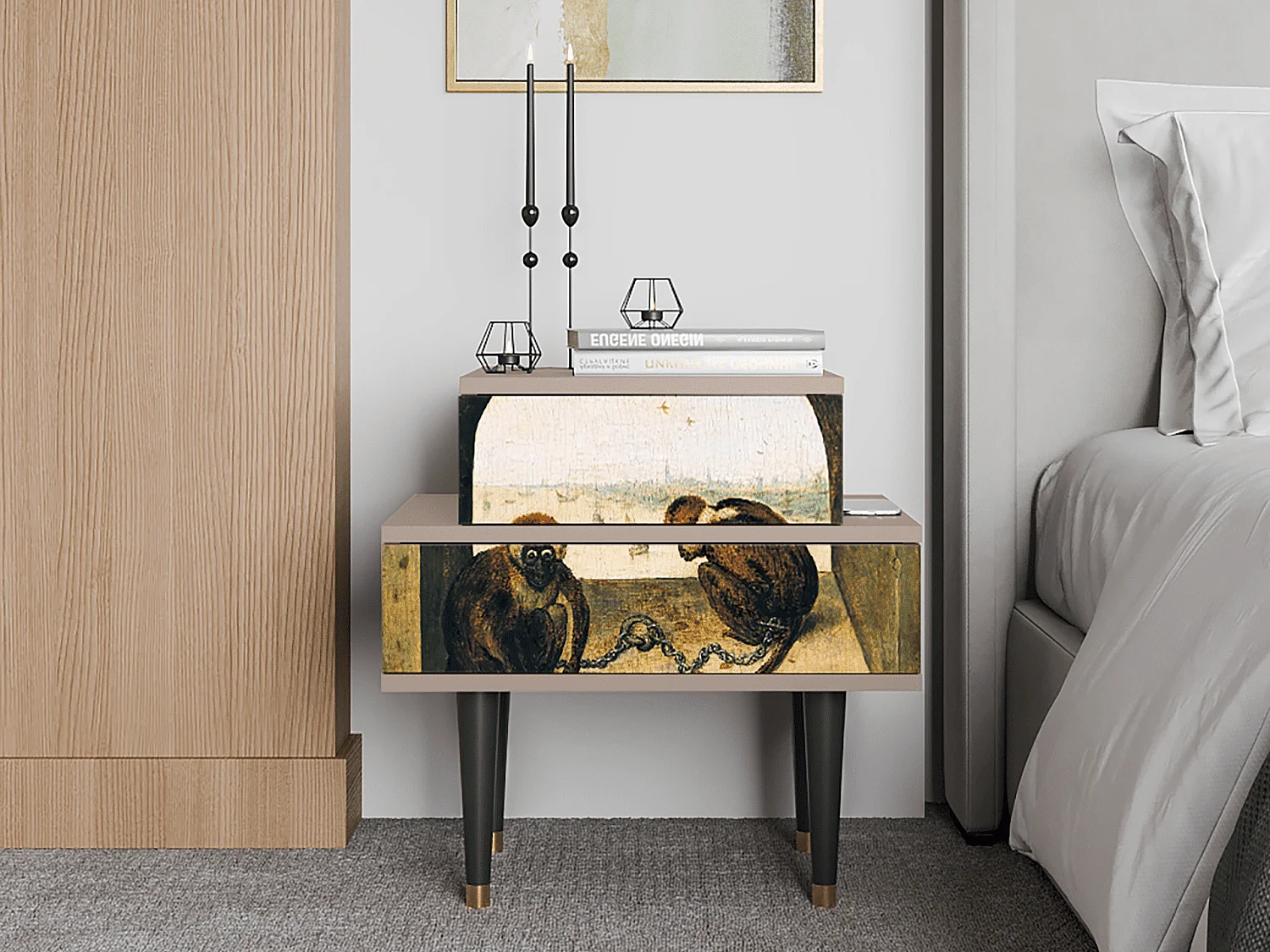 Table de nuit - 58х58х41 cm - NS1 - Two Monkeys, Latte