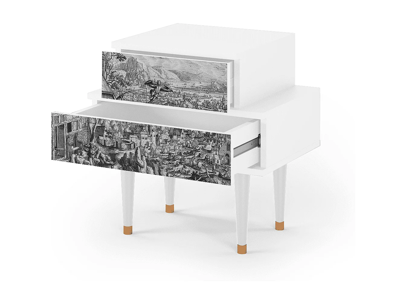 Stolik nocny - 58х58х41 cm - NS1 - Departure, Biały