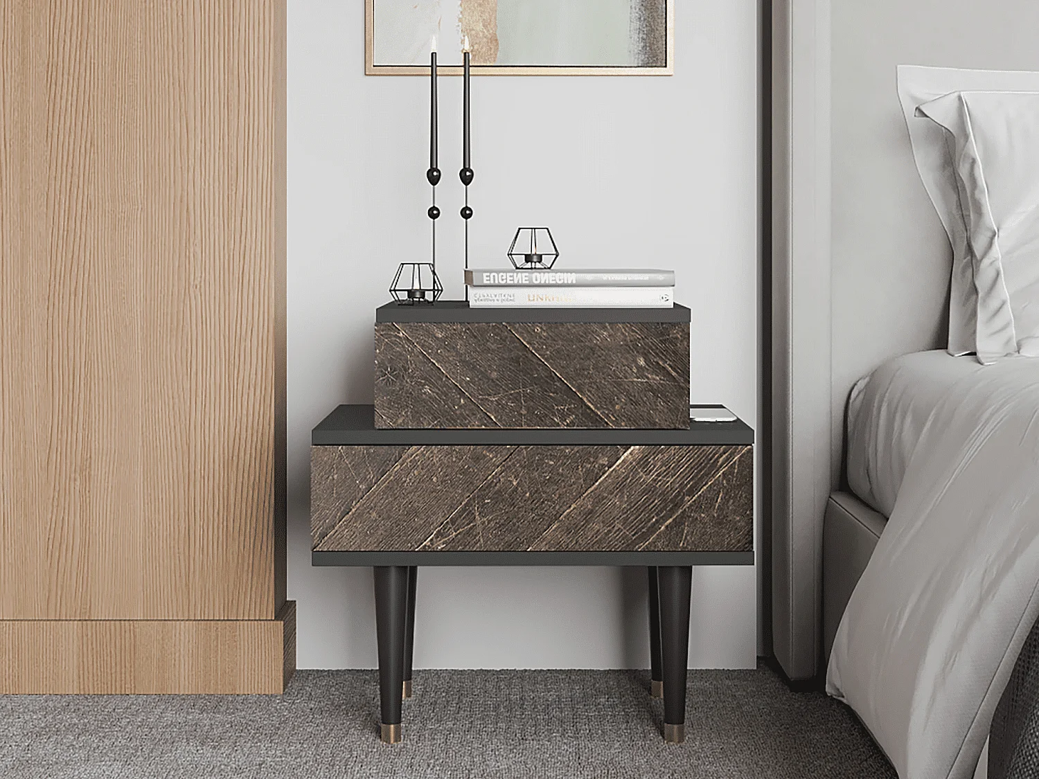 Table de nuit - 58х58х41 cm - NS1 - Wise Tree, Anthracite