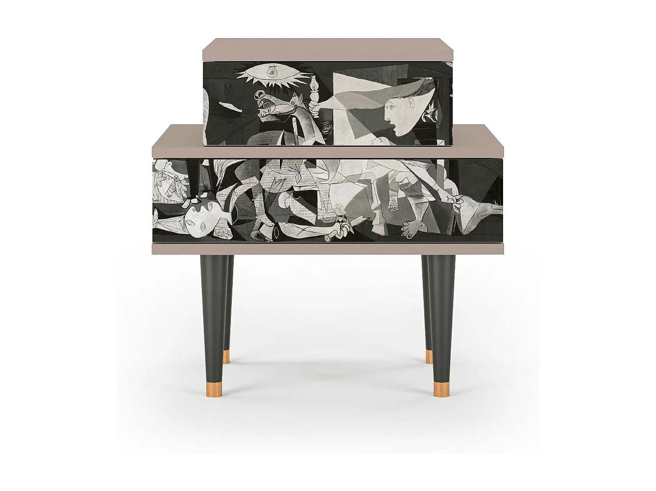 Stolik nocny - 58х58х41 cm - NS1 - Guernica by Picasso, Latte