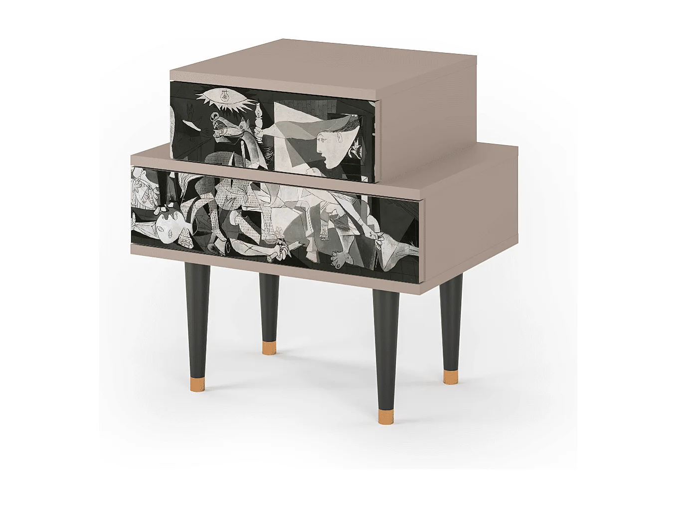 Stolik nocny - 58х58х41 cm - NS1 - Guernica by Picasso, Latte