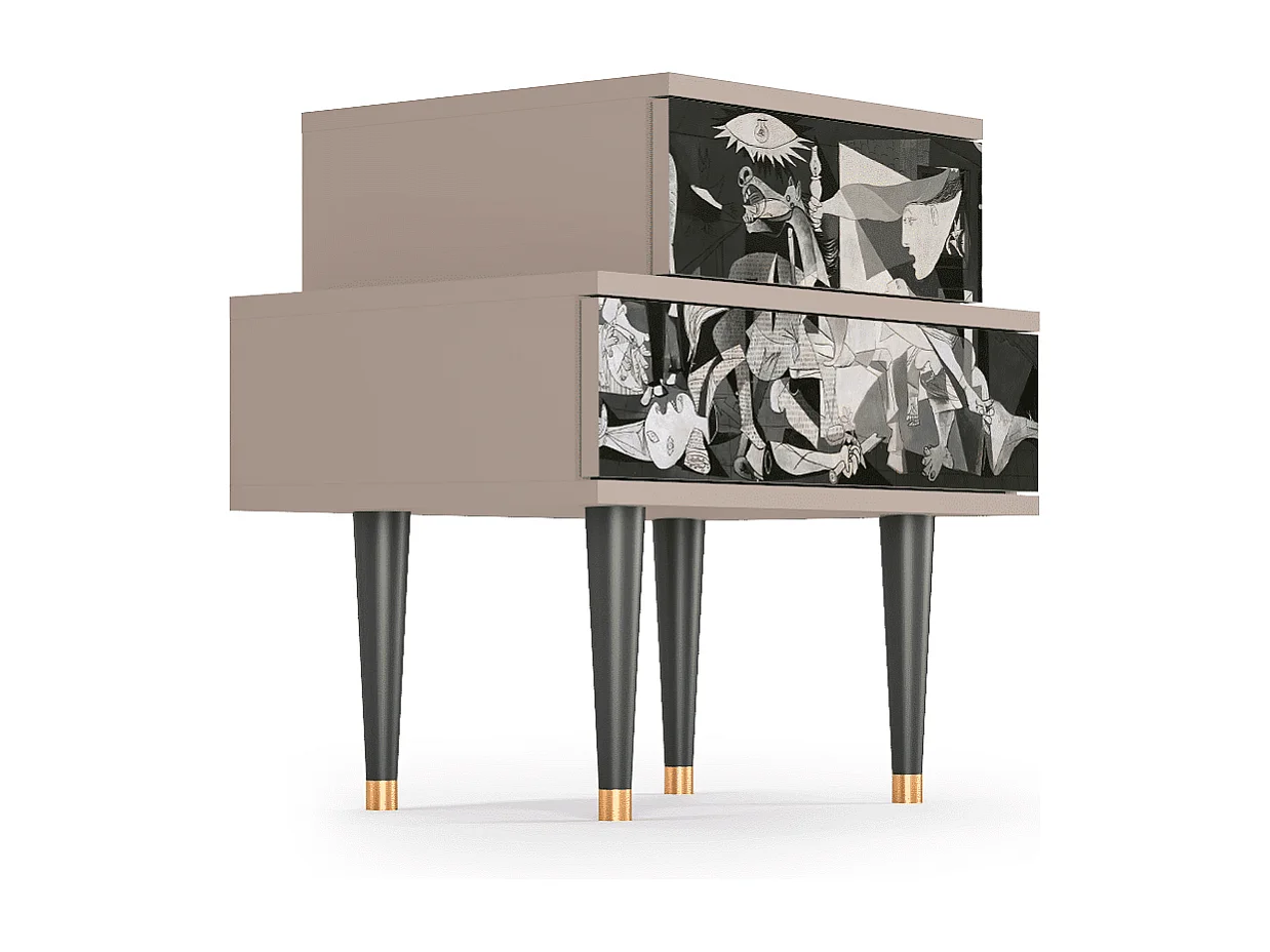 Stolik nocny - 58х58х41 cm - NS1 - Guernica by Picasso, Latte