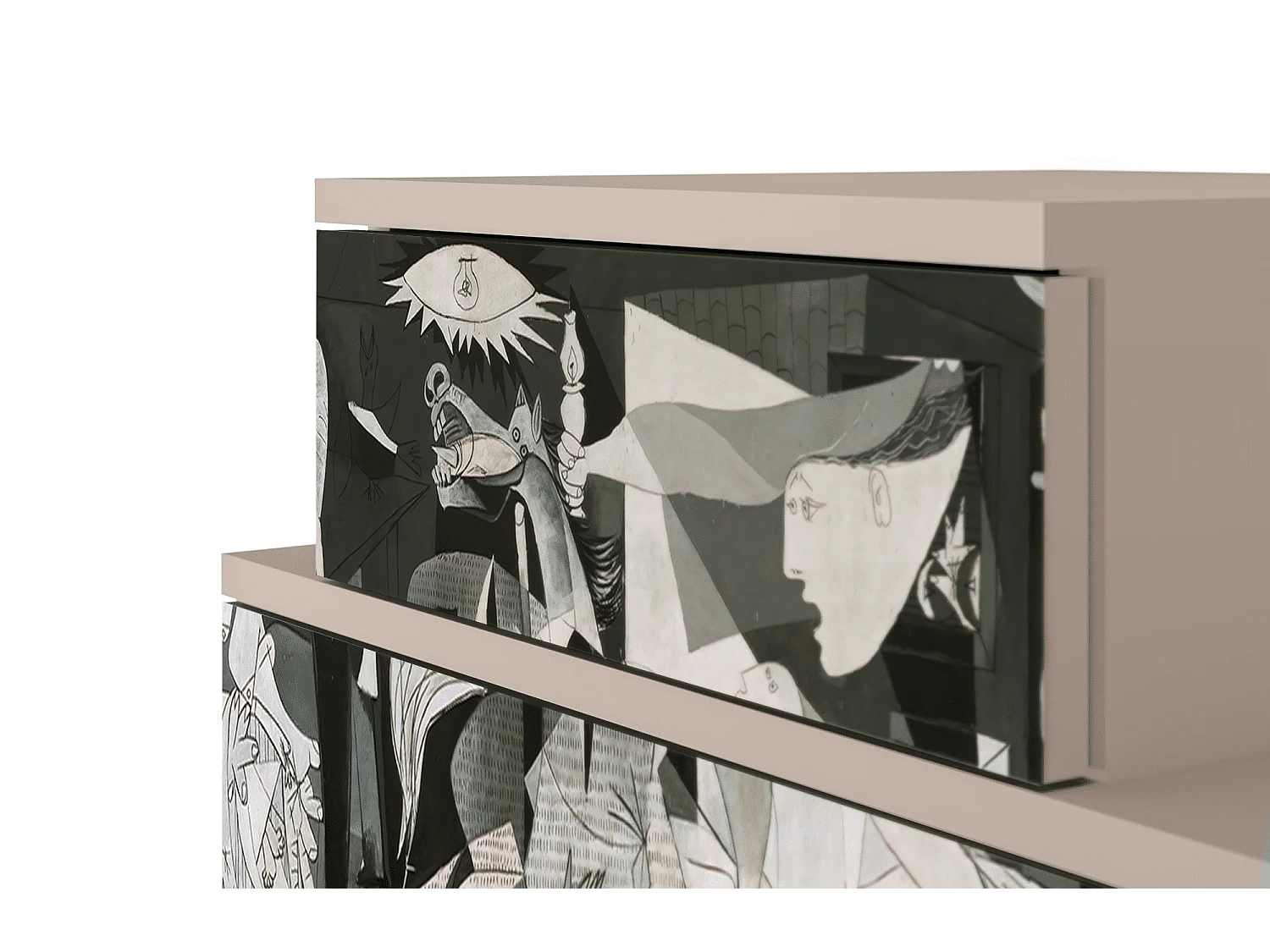 Stolik nocny - 58х58х41 cm - NS1 - Guernica by Picasso, Latte