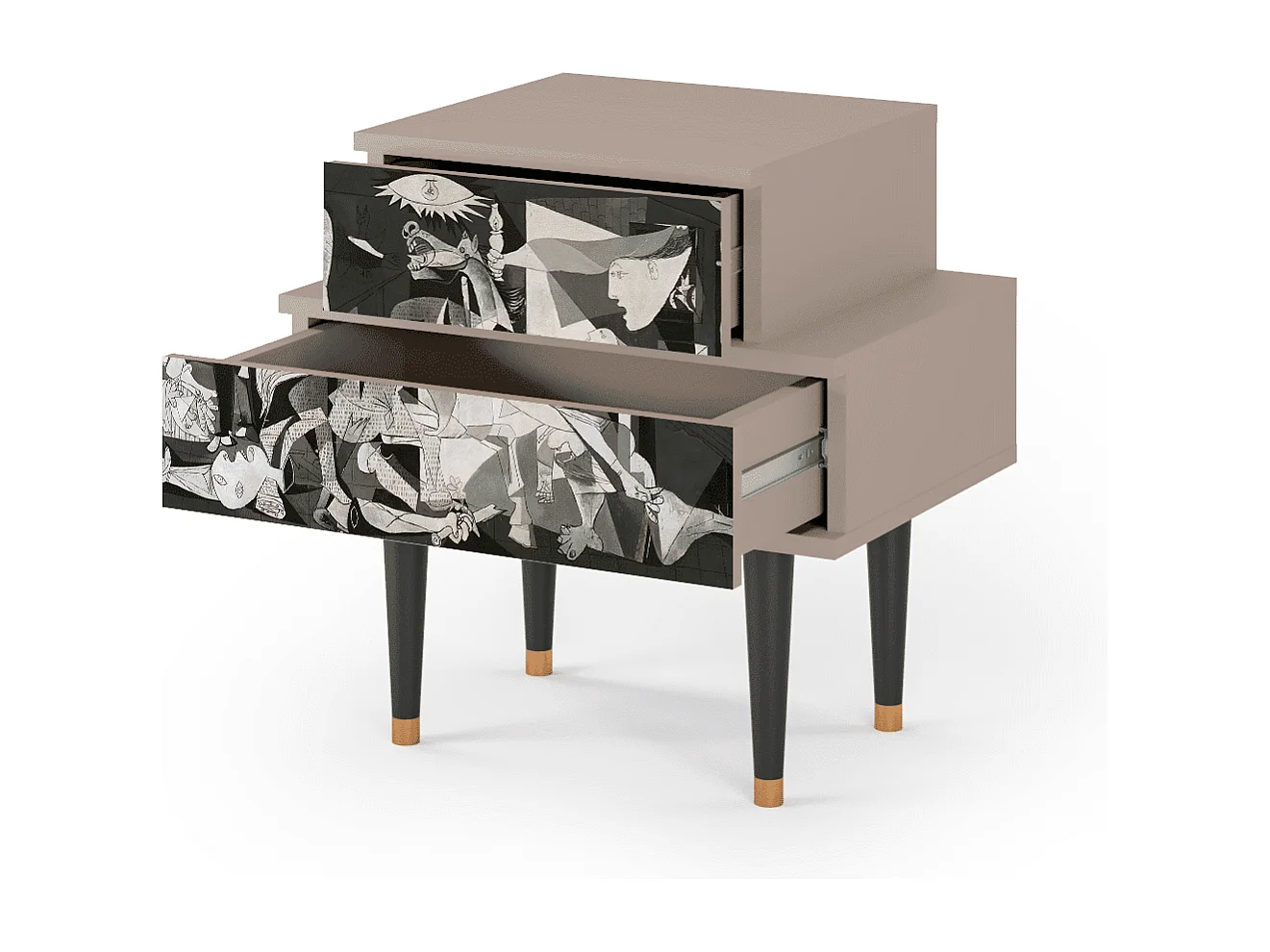 Stolik nocny - 58х58х41 cm - NS1 - Guernica by Picasso, Latte