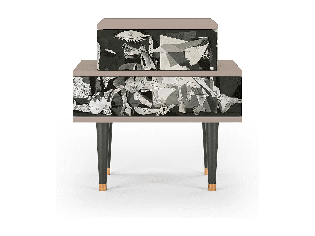 Stolik nocny - 58х58х41 cm - NS1 - Guernica by Picasso, Latte