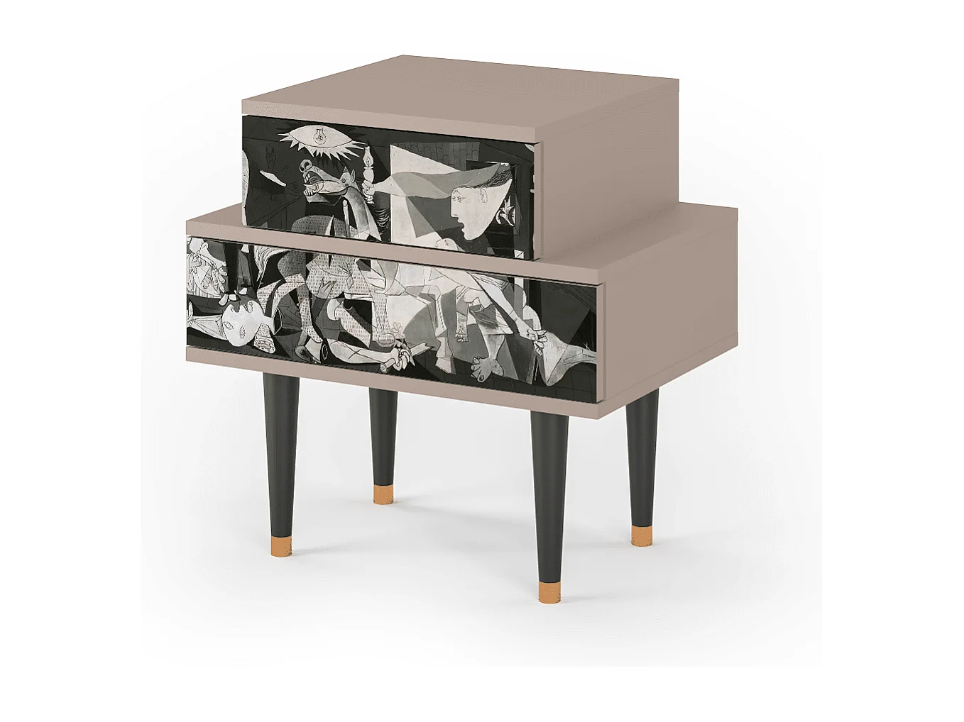 Stolik nocny - 58х58х41 cm - NS1 - Guernica by Picasso, Latte