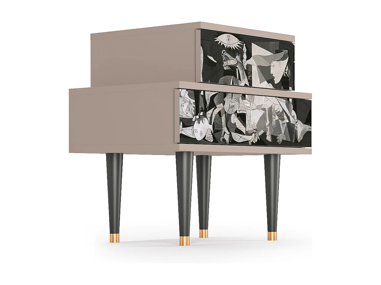 Stolik nocny - 58х58х41 cm - NS1 - Guernica by Picasso, Latte