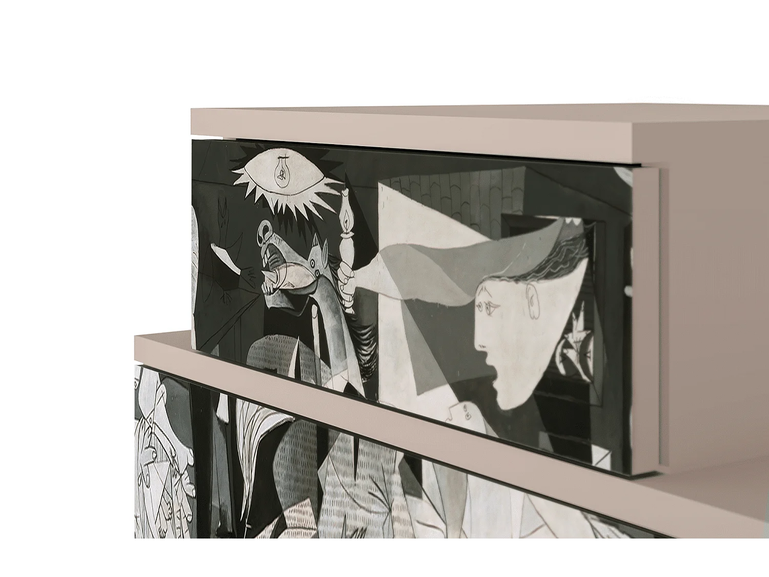 Stolik nocny - 58х58х41 cm - NS1 - Guernica by Picasso, Latte