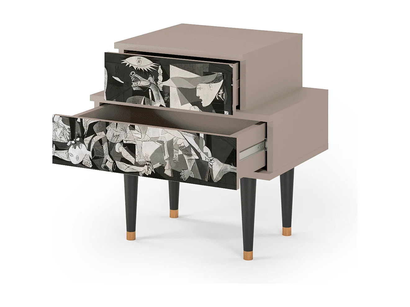 Stolik nocny - 58х58х41 cm - NS1 - Guernica by Picasso, Latte