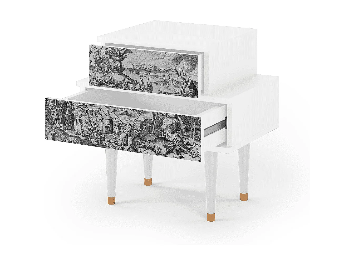 Stolik nocny - 58х58х41 cm - NS1 - The Temptation, Biały