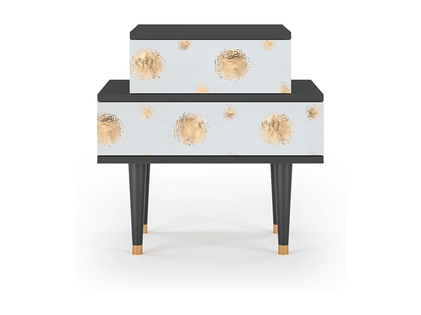 Stolik nocny - 58х58х41 cm - NS1 - Sky Latte, Antracyt