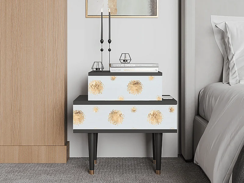 Nachtkastje - 58х58х41 cm - NS1 - Sky Latte, Antraciet