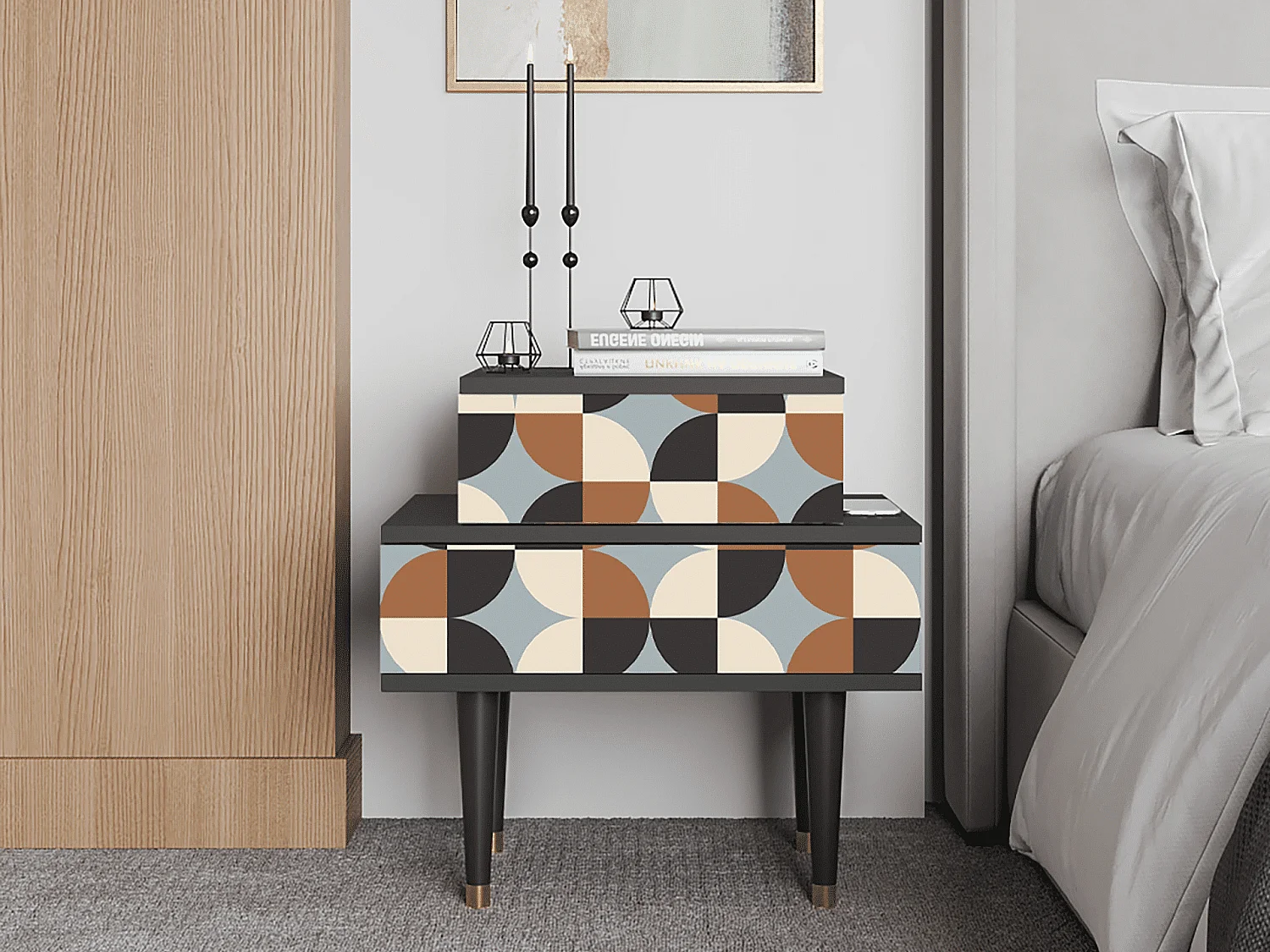 Nachtkastje - 58х58х41 cm - NS1 - Brown Sensation, Antraciet