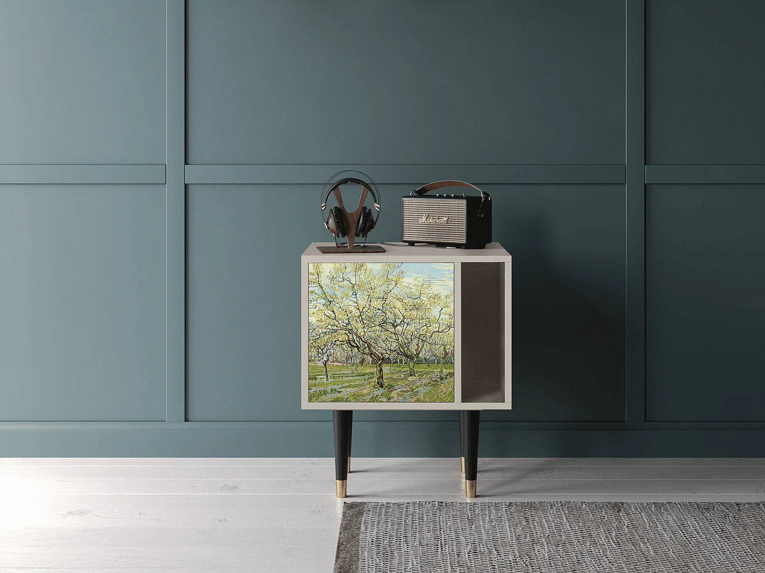 Stolik nocny - 57х69х48 cm - S2 - The Biały Orchard, Piaskowy