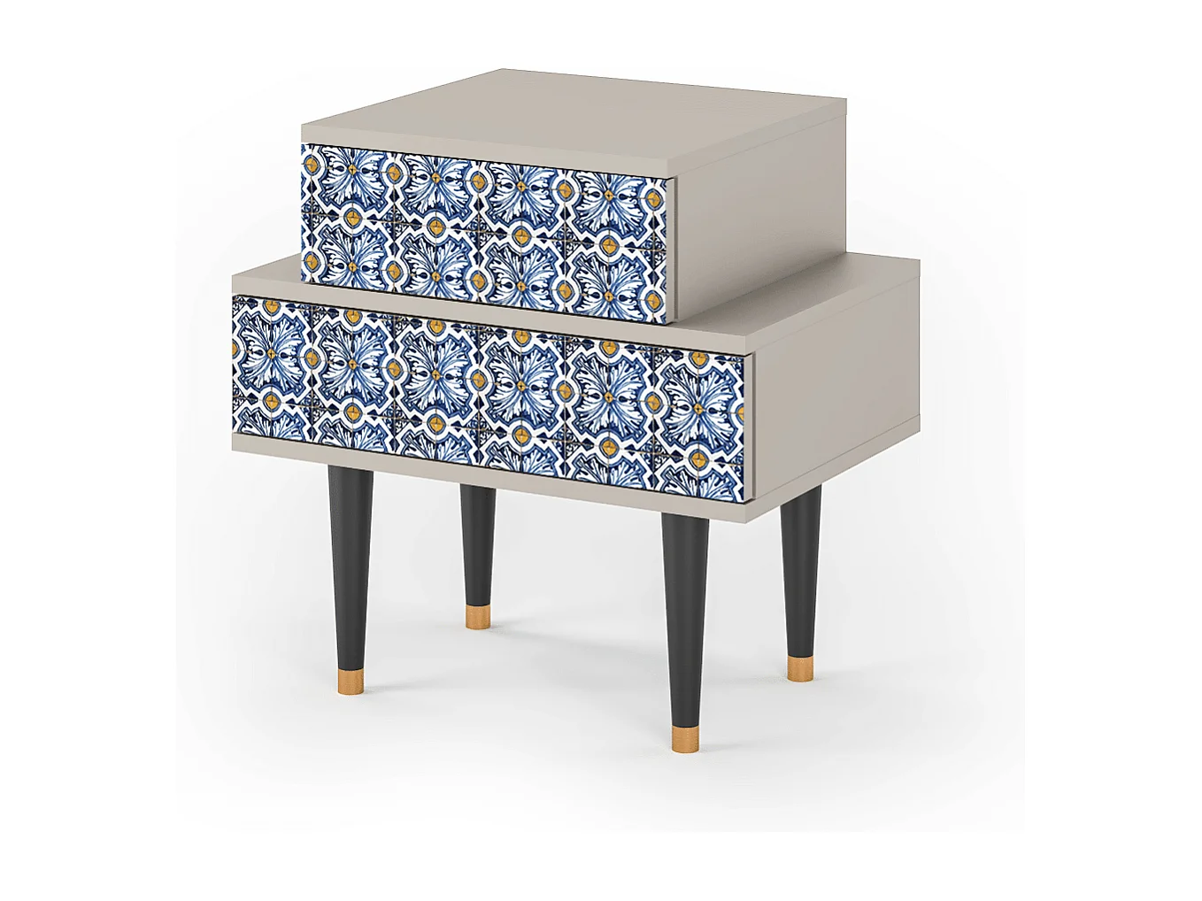 Stolik nocny - 58х58х41 cm - NS1 - Lovely Cornflowers, Piaskowy