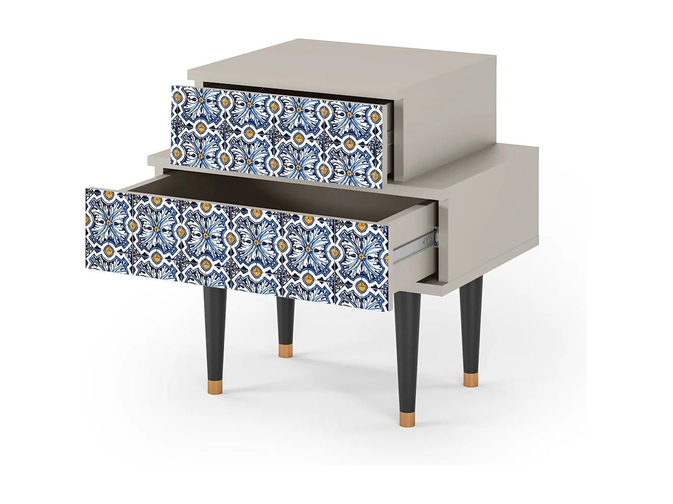 Stolik nocny - 58х58х41 cm - NS1 - Lovely Cornflowers, Piaskowy