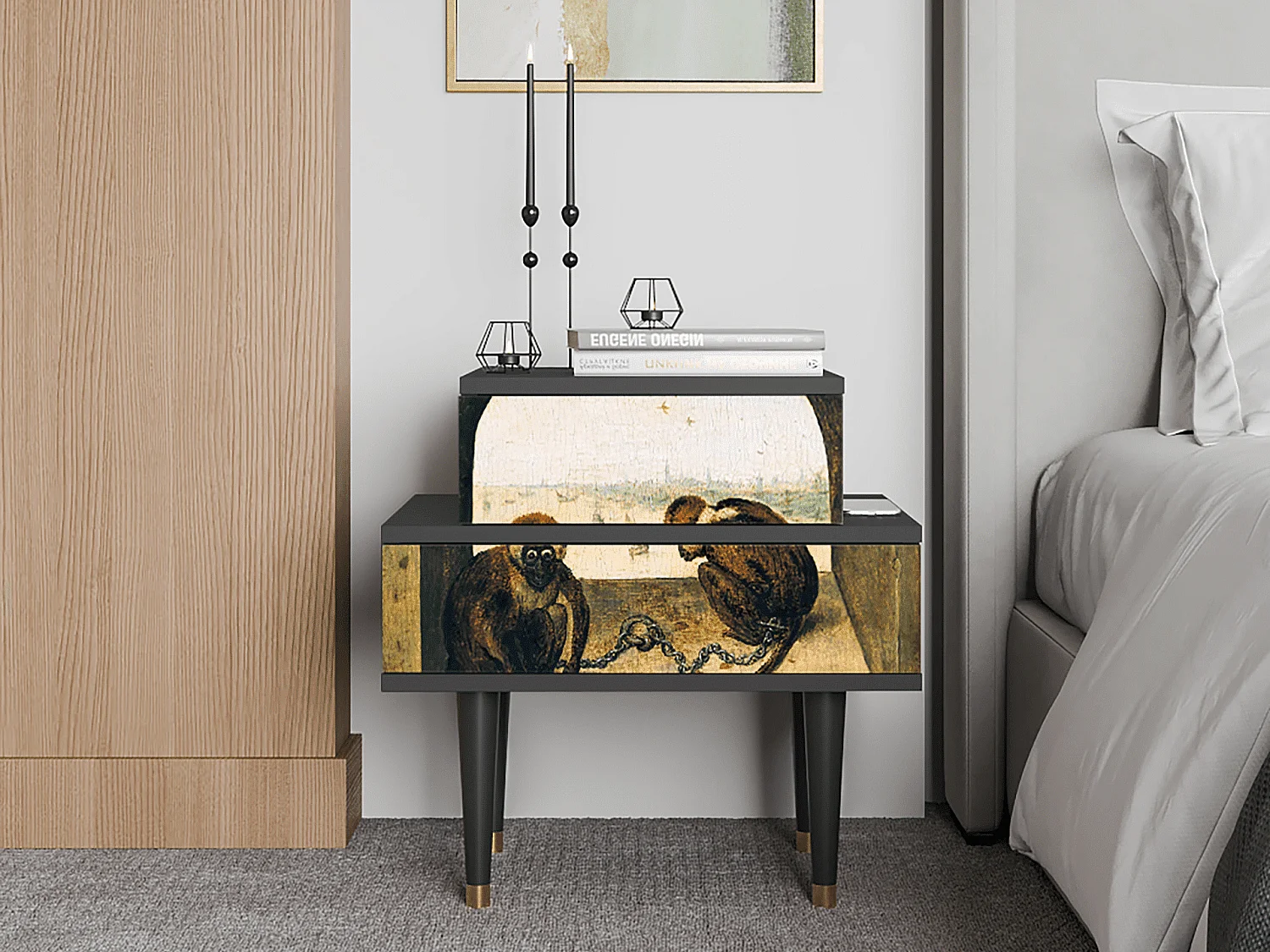 Stolik nocny - 58х58х41 cm - NS1 - Two Monkeys, Antracyt