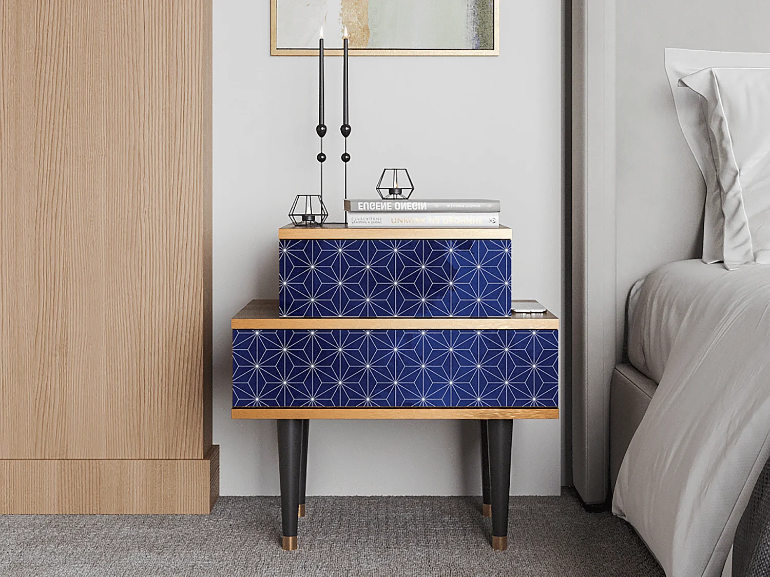 Stolik nocny - 58х58х41 cm - NS1 - Milky Way, Orzech