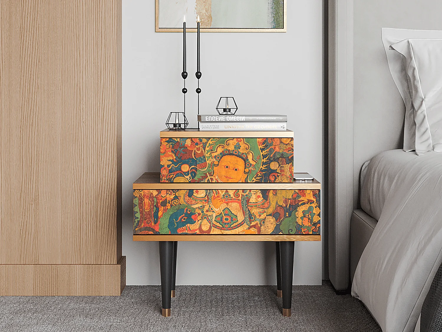 Mesita de noche - 58х58х41 cm - NS1 - God by Vaisravana , Nogal