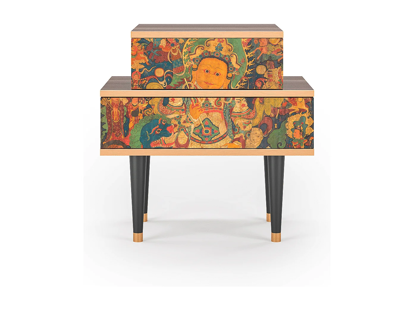 Stolik nocny - 58х58х41 cm - NS1 - God by Vaisravana , Orzech