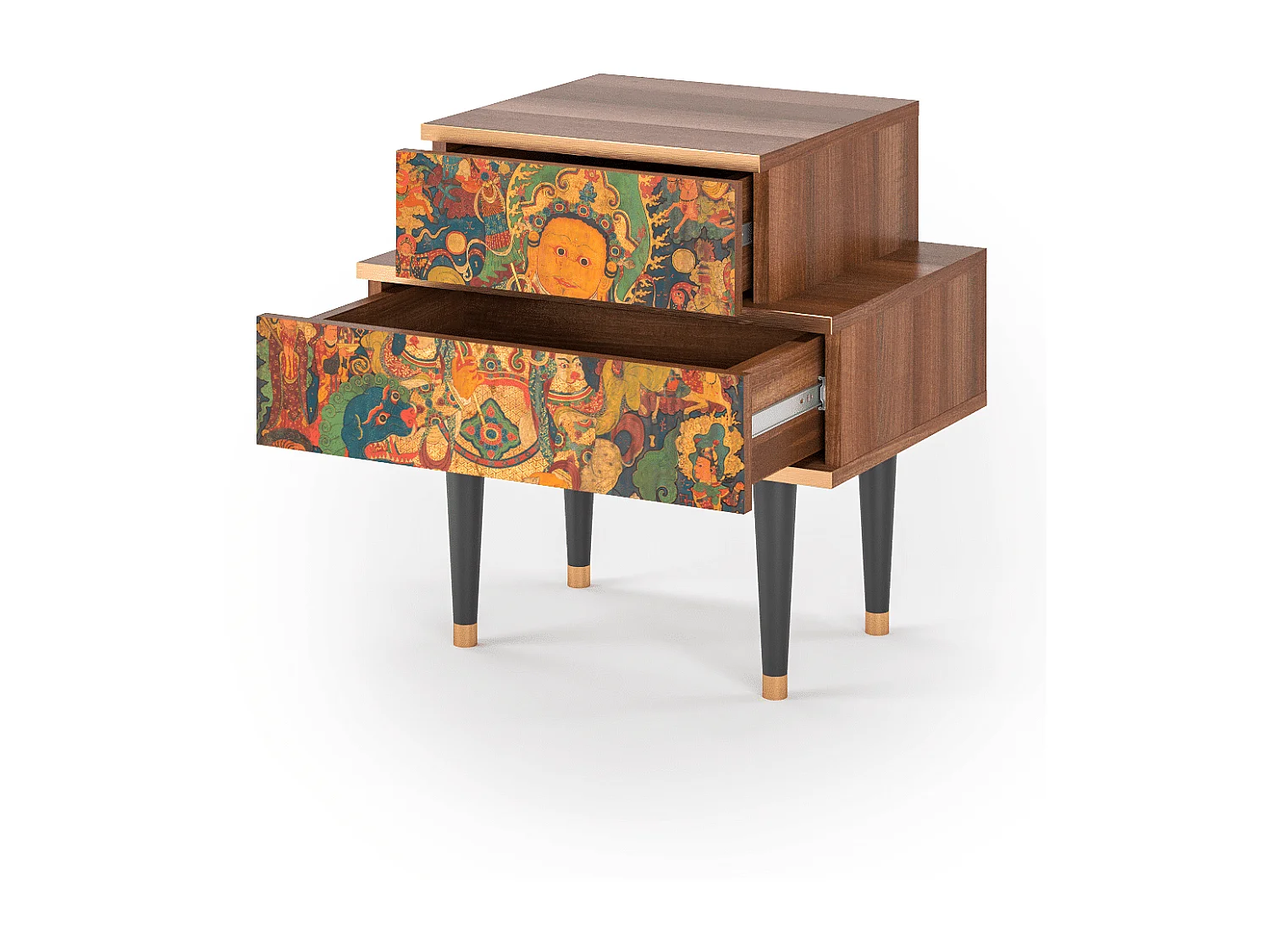 Stolik nocny - 58х58х41 cm - NS1 - God by Vaisravana , Orzech