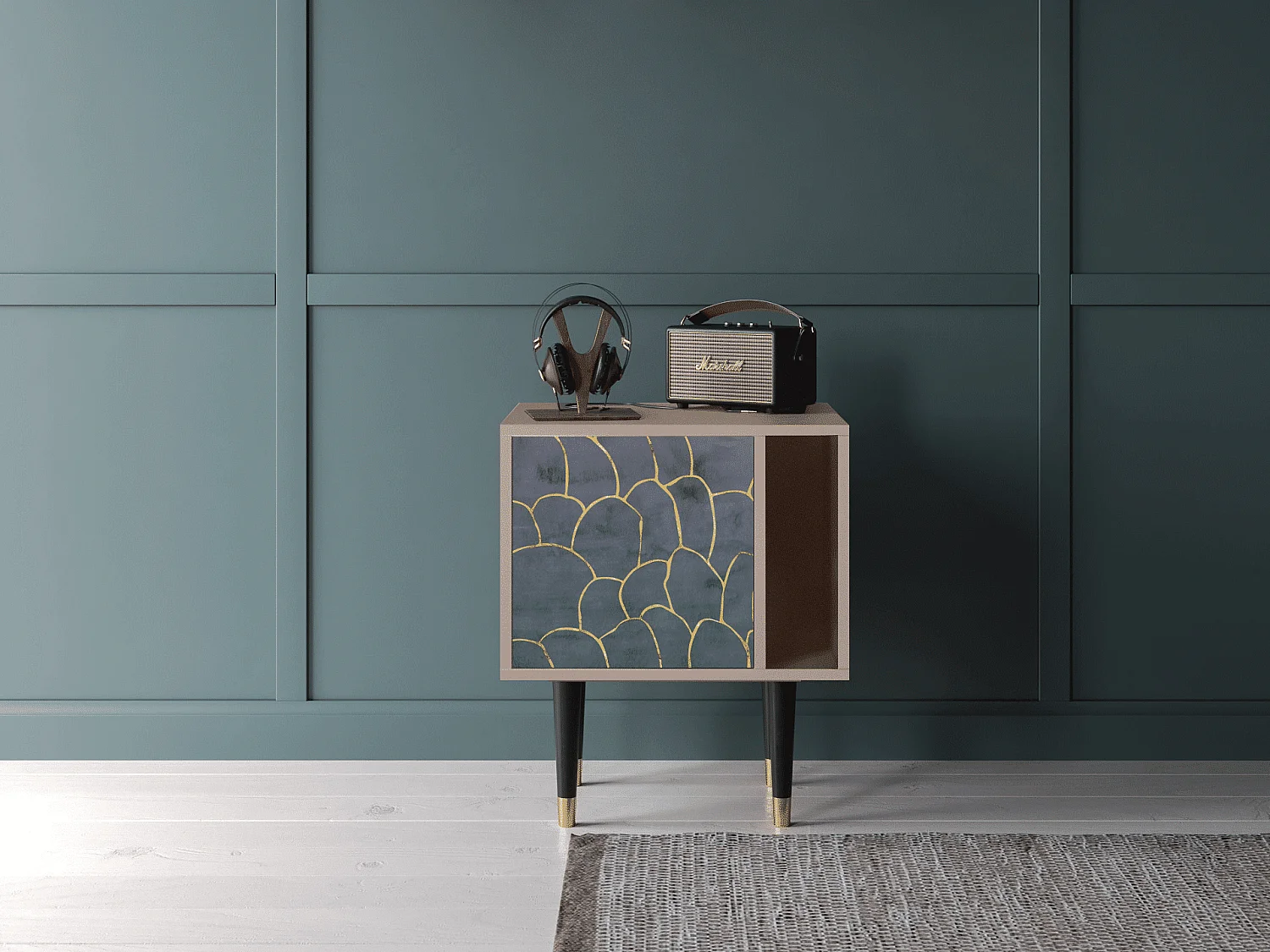 Stolik nocny - 57х69х48 cm - S2 - Blue Lagoon, Latte