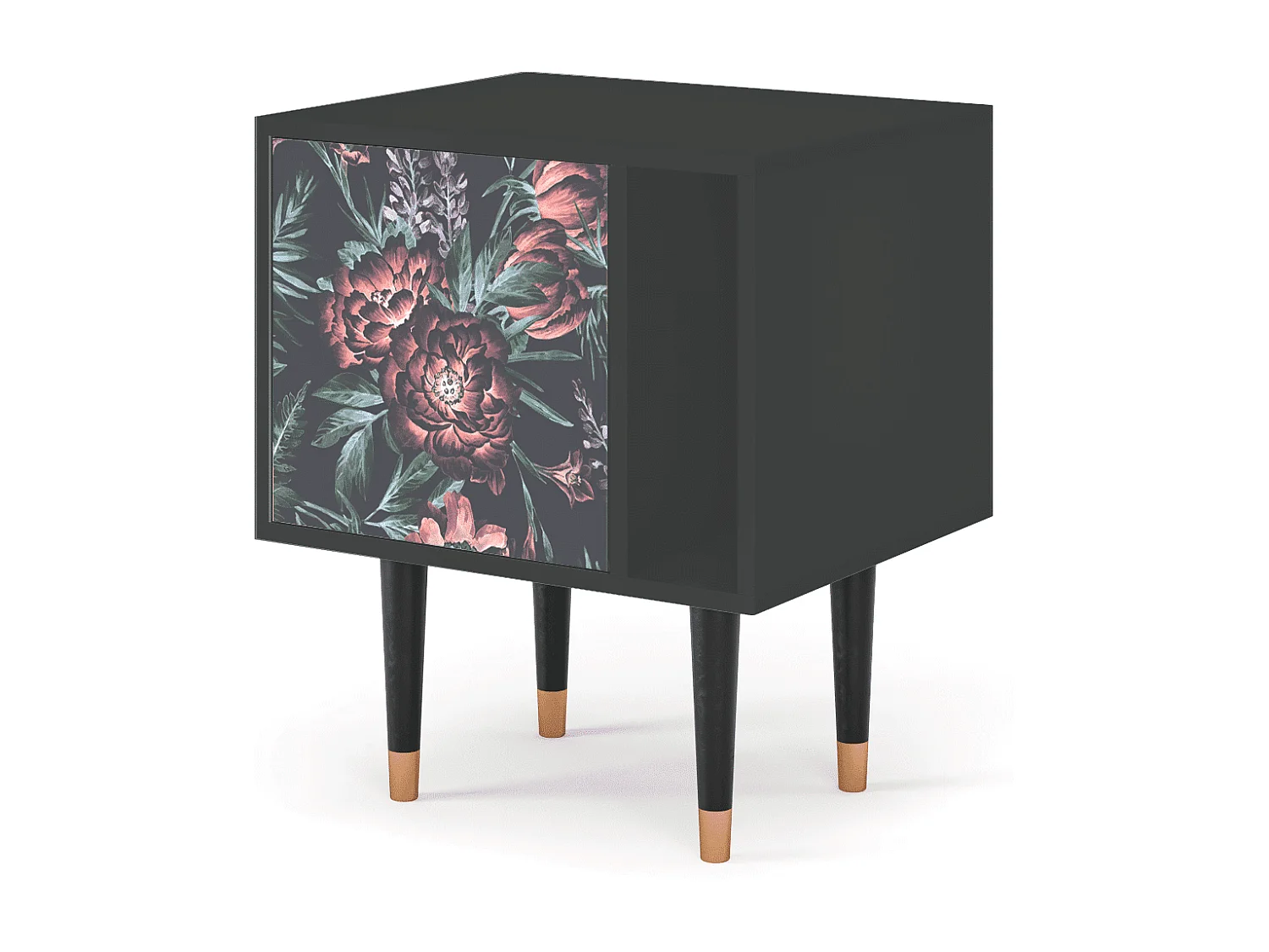 Table de nuit - 57х69х48 cm - S2 - Dark Peonies, Anthracite