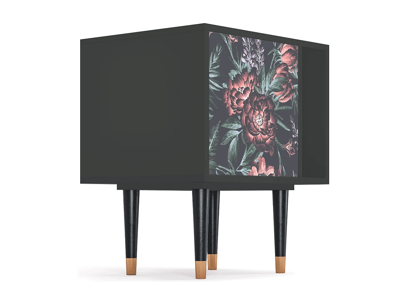 Table de nuit - 57х69х48 cm - S2 - Dark Peonies, Anthracite