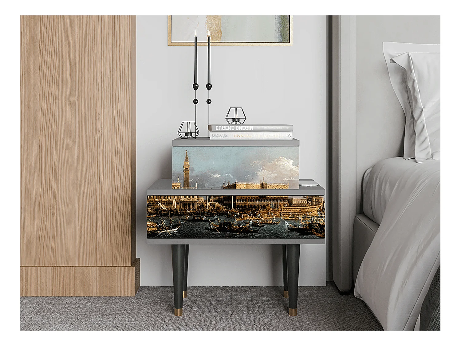 Criado-mudo - 58х58х41 cm - NS1 - The Bucintoro, Cinza