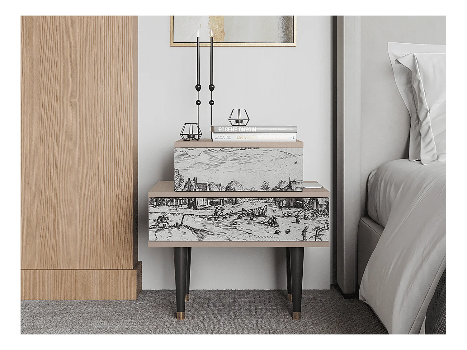 Table de nuit - 58х58х41 cm - NS1 - Country Village, Latte