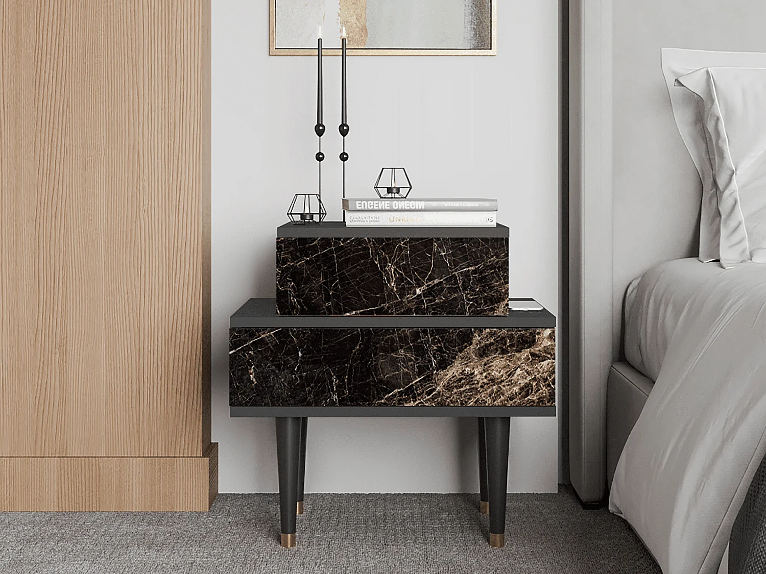 Table de nuit - 58х58х41 cm - NS1 - Night Abyss, Anthracite